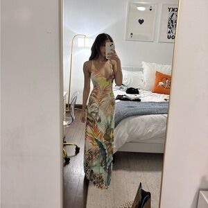 Vibrant Jungle Print Maxi Dress